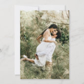 Einfaches elegantes Schwarz-weißes Skript-Foto Save The Date (Rückseite)