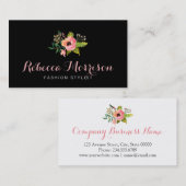 Einfaches elegantes, Schwarz-weißes Wasserfarbenlo Visitenkarte (Vorne/Hinten)