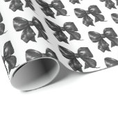 Einfaches elegantes schwarzes Bow-Muster Geschenkpapier (Rolleneckpunkt)