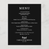 Einfaches Elegantes Schwarzes Hochzeitsdinner-Menü Flyer (Vorne)