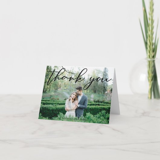 Einfaches, elegantes Schwarzes Script Modernes 3-H Dankeskarte (Vorderseite)