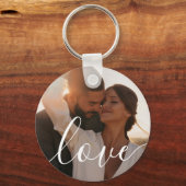 Einfaches elegantes Script 2-Foto Schlüsselanhänger (Vorderseite)