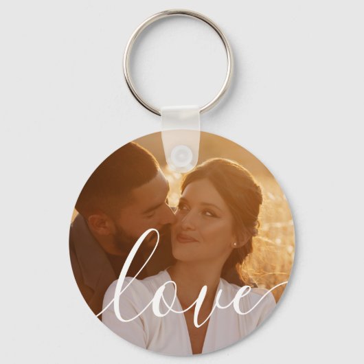 Einfaches elegantes Script 2-Foto Schlüsselanhänger (Rückseite)