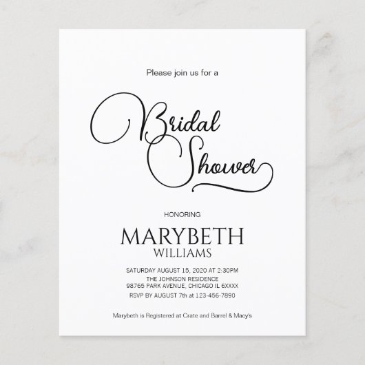 Einfaches elegantes Script-Brautparty (Vorderseite)