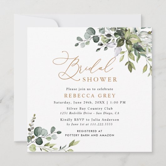 Einfaches elegantes Script-Brautparty Einladung (Vorderseite)