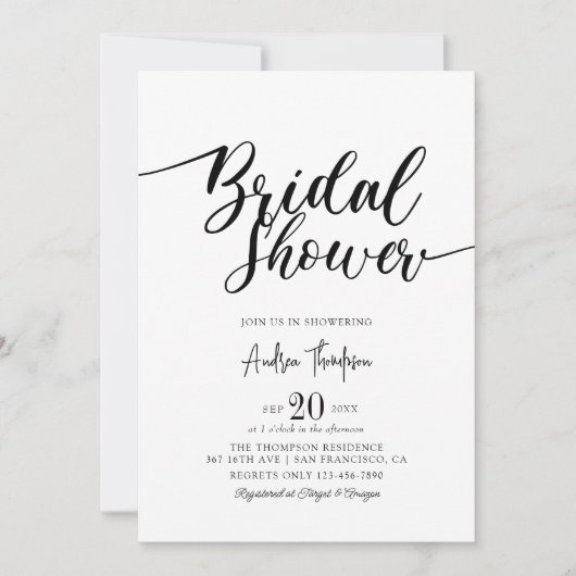 Einfaches elegantes Script-Brautparty Einladung (Vorderseite)