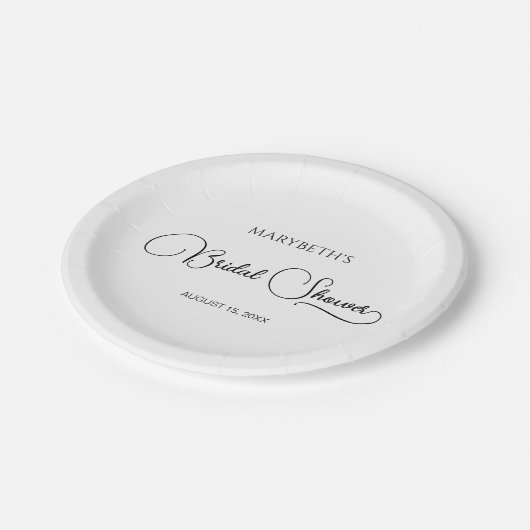 Einfaches elegantes Script-Brautparty Pappteller (Schrägansicht)