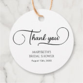 Einfaches elegantes Script-Brautparty Vielen Dank Geschenkanhänger (Rückseite)