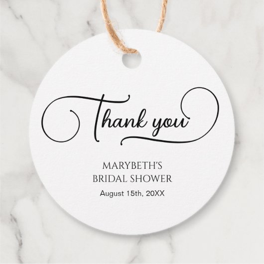 Einfaches elegantes Script-Brautparty Vielen Dank Geschenkanhänger (Rückseite)