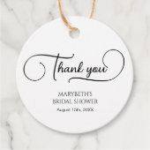 Einfaches elegantes Script-Brautparty Vielen Dank Geschenkanhänger (Vorderseite)