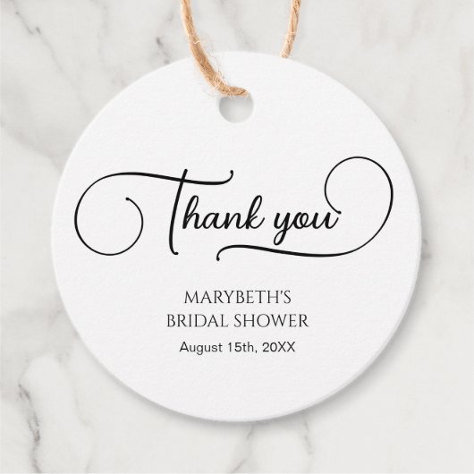 Einfaches elegantes Script-Brautparty Vielen Dank Geschenkanhänger (Vorderseite)