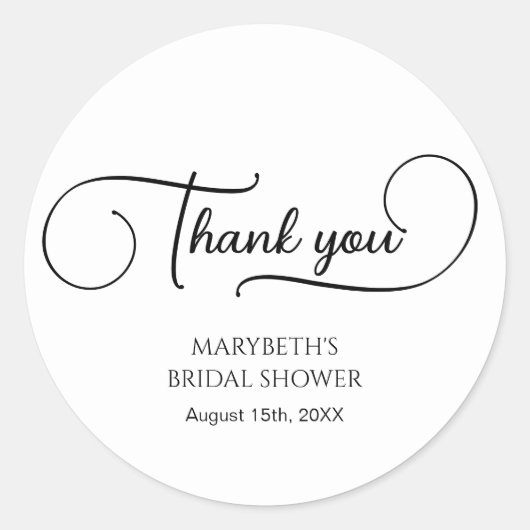 Einfaches elegantes Script-Brautparty Vielen Dank Runder Aufkleber (Vorderseite)