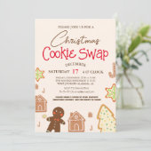 Einfaches elegantes Script Cookie Swap Weihnachts- Einladung (Stehend Vorderseite)
