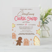 Einfaches elegantes Script Cookie Swap Weihnachts- Einladung (Stehend Vorderseite)