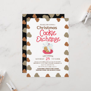 Einfaches elegantes Script Cookie Swap Weihnachts- Einladung