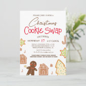 Einfaches elegantes Script Cookie Swap Weihnachts- Einladung (Stehend Vorderseite)