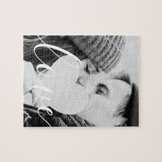 Einfaches elegantes Script Couple-Foto Puzzle (Horizontal)