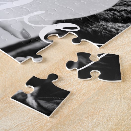 Einfaches elegantes Script Couple-Foto Puzzle (Seite)