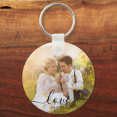 Einfaches elegantes Script Couple-Foto Schlüsselanhänger (Rückseite)