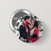 Einfaches elegantes Script Couple-Foto und Initial Button (Vorne & Hinten)