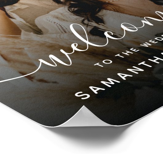 Einfaches elegantes Script-Foto-Begrüßungszeichen Poster (Ecke)