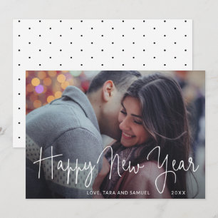 Einfaches, elegantes Script-Foto-Fappy New Year Feiertagskarte