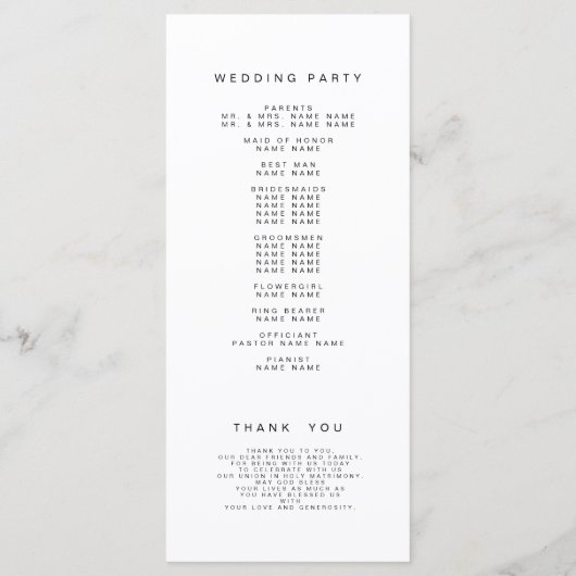 Einfaches, elegantes Script-Foto Moderne Hochzeit Programm (Rückseite)