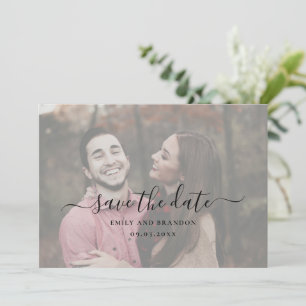 Einfaches, elegantes Script-Foto Moderne Hochzeit Save The Date