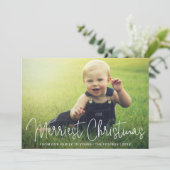 Einfaches elegantes Script-Foto Modernst Feiertagskarte (Stehend Vorderseite)