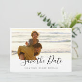 Einfaches elegantes Script-Foto Save The Date (Stehend Vorderseite)