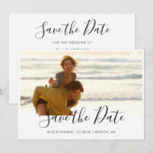 Einfaches elegantes Script-Foto Save The Date (Vorne/Hinten)