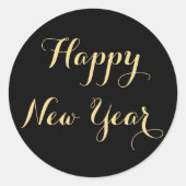 Einfaches elegantes Script-Glück im New Year Black Runder Aufkleber (Vorderseite)