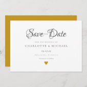Einfaches elegantes Script Gold Heart Save the Dat Save The Date (Vorne/Hinten)