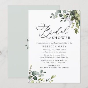 Einfaches elegantes Script-Greenery-Brautparty Einladung