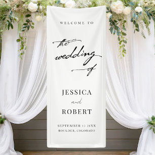 Einfaches, elegantes Script-Hochzeitsempfang Banner