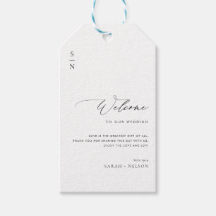 Einfaches, elegantes Script-Hochzeitsempfang Geschenkanhänger
