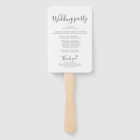 Einfaches, elegantes Script-Hochzeitsprogramm Fächer (Rückseite)
