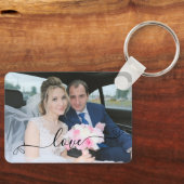 Einfaches elegantes Script-Hochzeitsskript-Foto Schlüsselanhänger (Vorderseite)