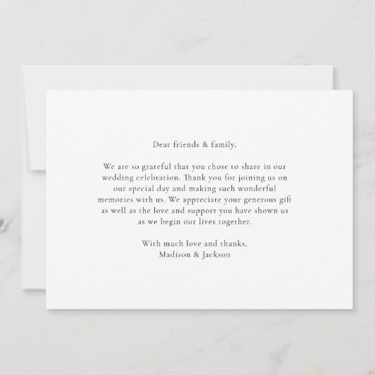 Einfaches elegantes Script-Hochzeitsskript-Horizon Dankeskarte (Rückseite)