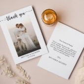 Einfaches, elegantes Script-Hochzeitungs-Foto Dank Dankeskarte