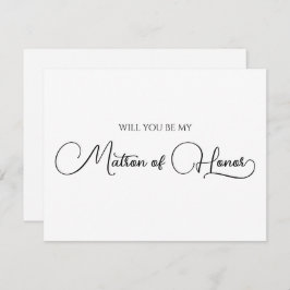 Einfaches elegantes Script Matron of Honor Vorschl Mitteilungskarte