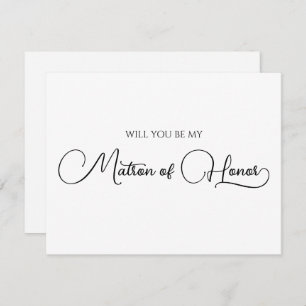 Einfaches elegantes Script Matron of Honor Vorschl Mitteilungskarte