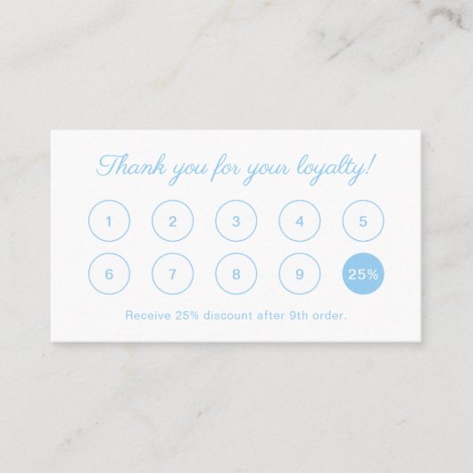 Einfaches, elegantes Script Monogram Niedlich Blue Treuekarte (Vorderseite)