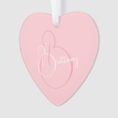 Einfaches, elegantes Script Personalisiert Pink He Ornament (Vorderseite)