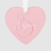 Einfaches, elegantes Script Personalisiert Pink He Ornament (Vorderseite)