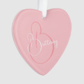 Einfaches, elegantes Script Personalisiert Pink He Ornament (Vorderseite)