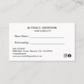 Einfaches elegantes Script Refer a Friend Schwarz- Treuekarte (Rückseite)