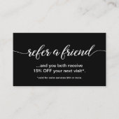 Einfaches elegantes Script Refer a Friend Schwarz- Treuekarte (Vorderseite)