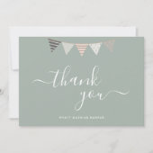 Einfaches elegantes Script Sage Green Baby Dankeskarte (Vorderseite)