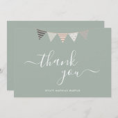 Einfaches elegantes Script Sage Green Baby Dankeskarte (Vorne/Hinten)